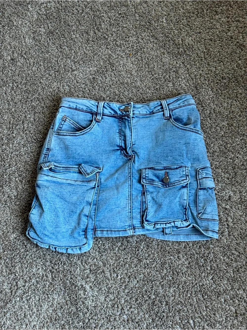 Source Unknown Light Blue Denim Cargo Mini Skirt